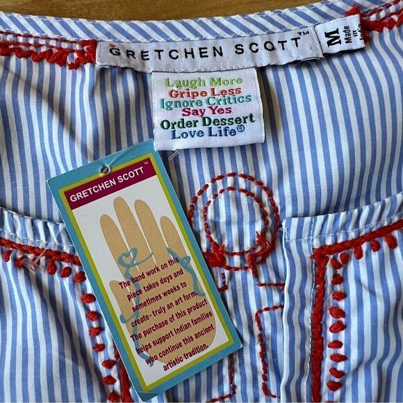 GRETCHEN SCOTT TUNIC SWIM COVERUP SAILOR NAUTICAL COASTAL GRANDMA NWT WOMENS M - Picture 12 of 13